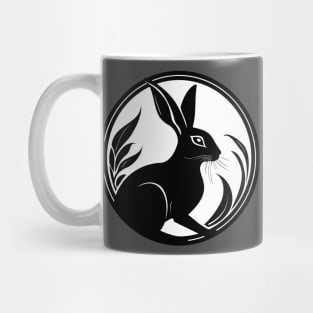 Black Wild Rabbit in the Moon Simple Nature Art Mug